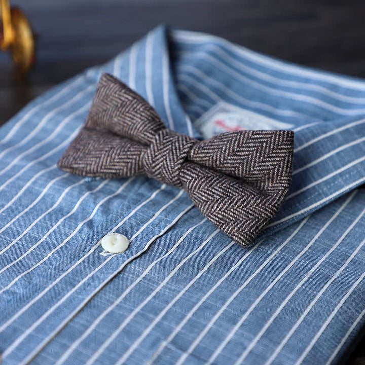 Nœud papillon simple en tweed de laine mélangée pour homme