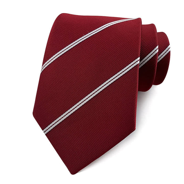Cravate de bureau traditionnelle à rayures Repp pour homme - Bourgogne - image 5