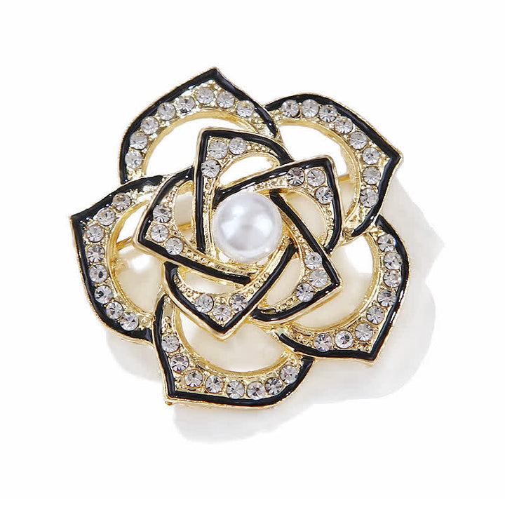 Broche décorative creuse en forme de camélia pour femme