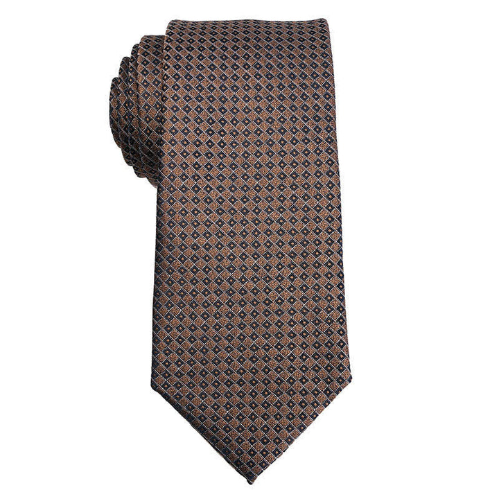 Cravate à micro-carreaux pour homme de la série marron café 