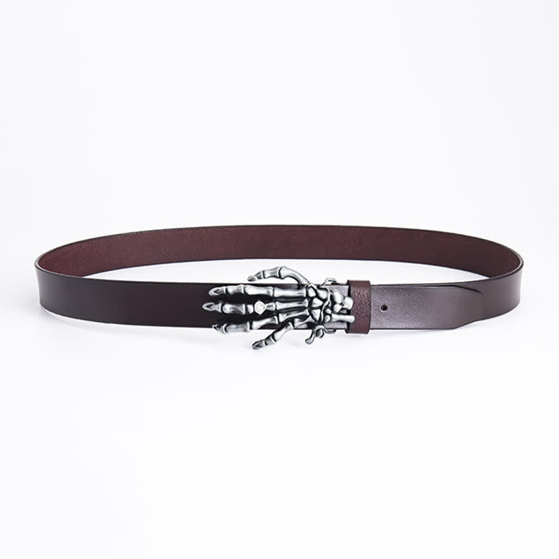 Ceinture en cuir pour homme avec motif main de squelette et punk rock