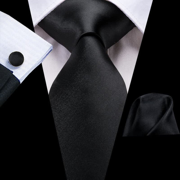 Ensemble de 3 cravates noires de couleur unie pour hommes