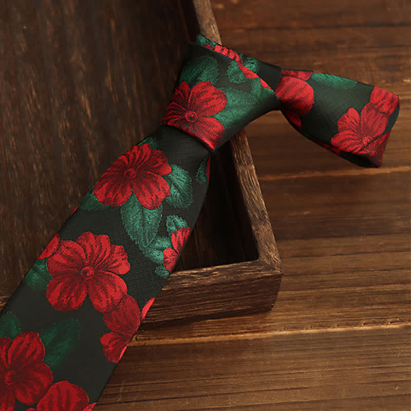 Cravate pour homme à motif de fleurs d'azalée enflammées 