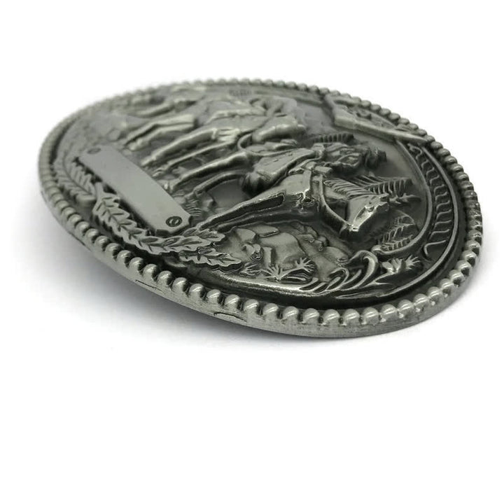 Ceinture en cuir à boucle pour homme avec motif de cheval de cow-boy