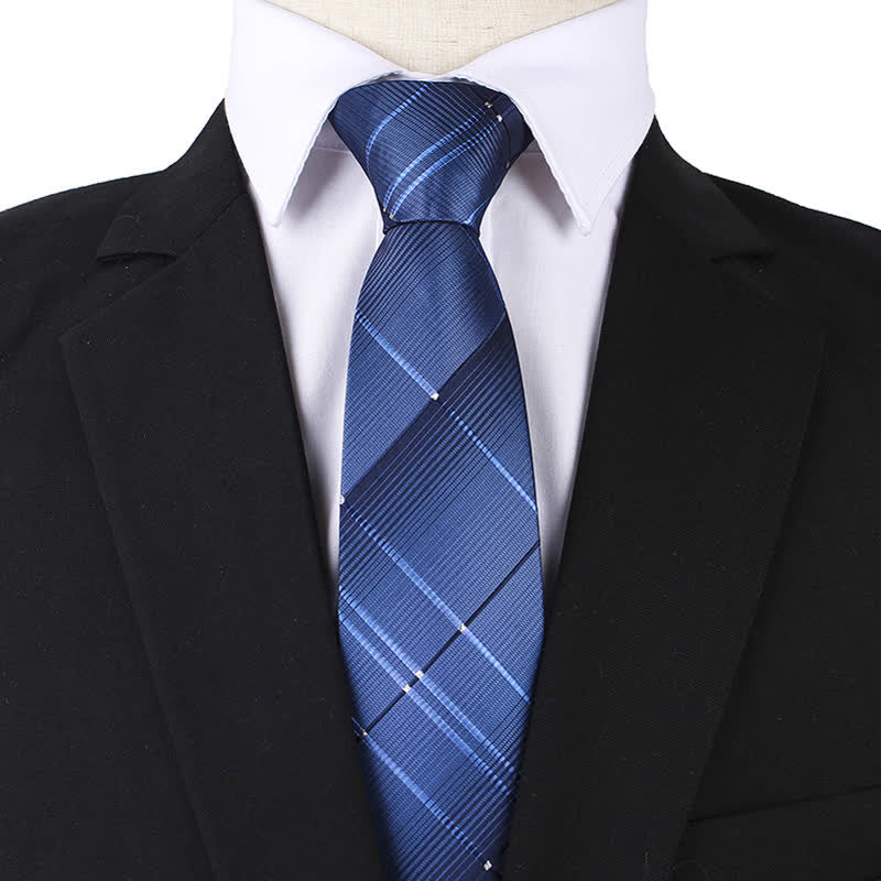 Cravate à carreaux bleu marine dégradé pour homme - image 1