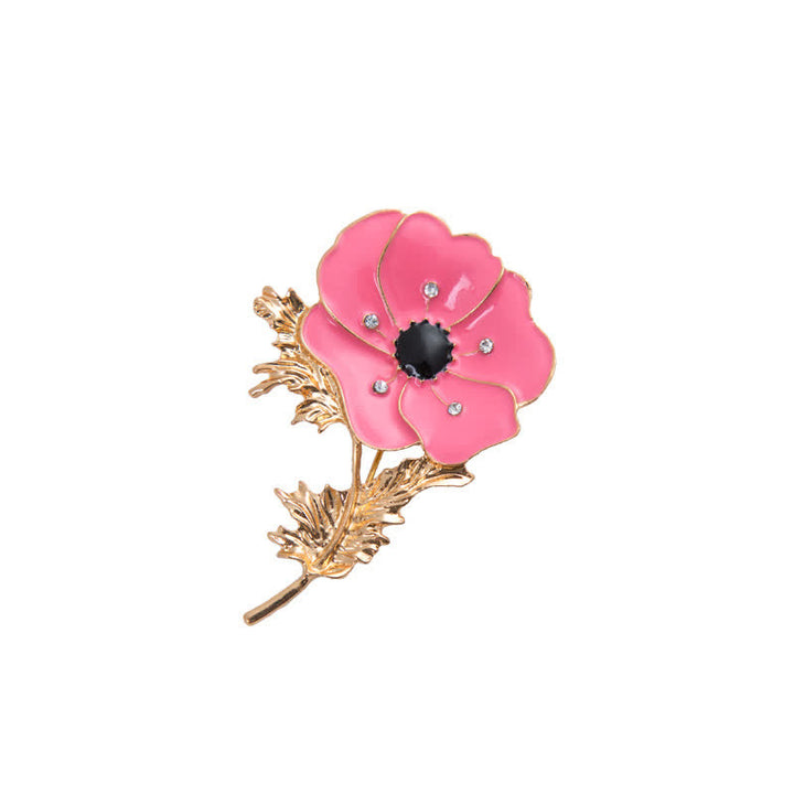 Broche coquelicot vintage pour femme avec peinture à l'huile