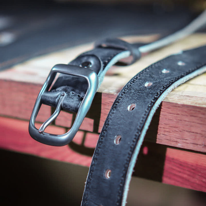Ceinture en cuir vieilli style western pour homme