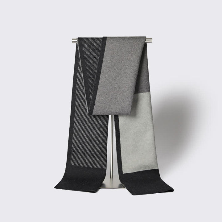 Écharpe en pure laine à rayures contrastées pour homme