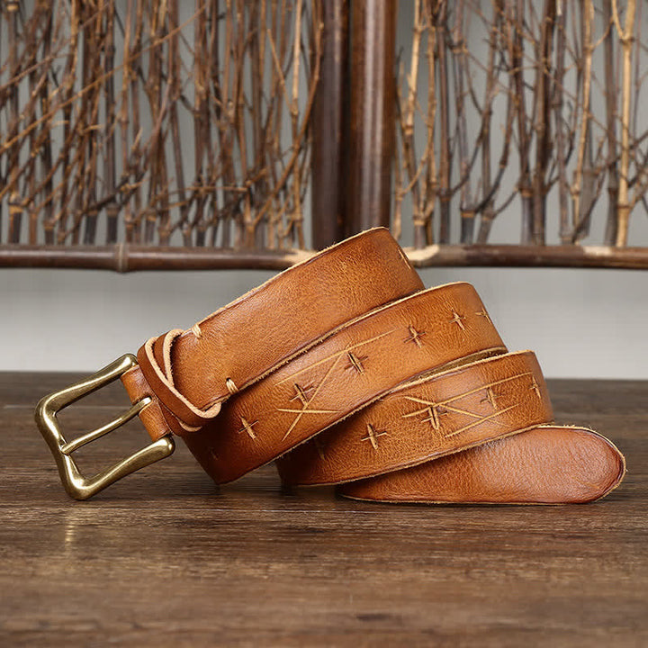 Ceinture en cuir craquelé vintage pour homme