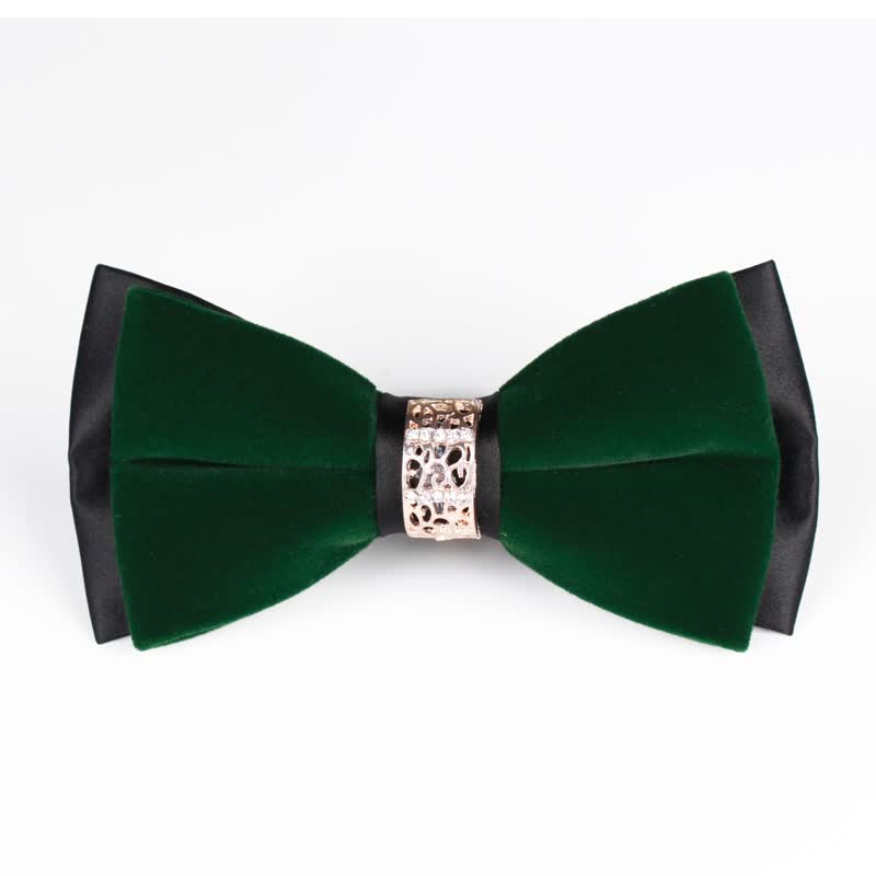 Nœud papillon en velours patchwork strass pour homme