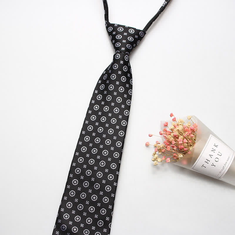 Cravate zippée à motifs floraux rétro pour hommes - Noir - image 2