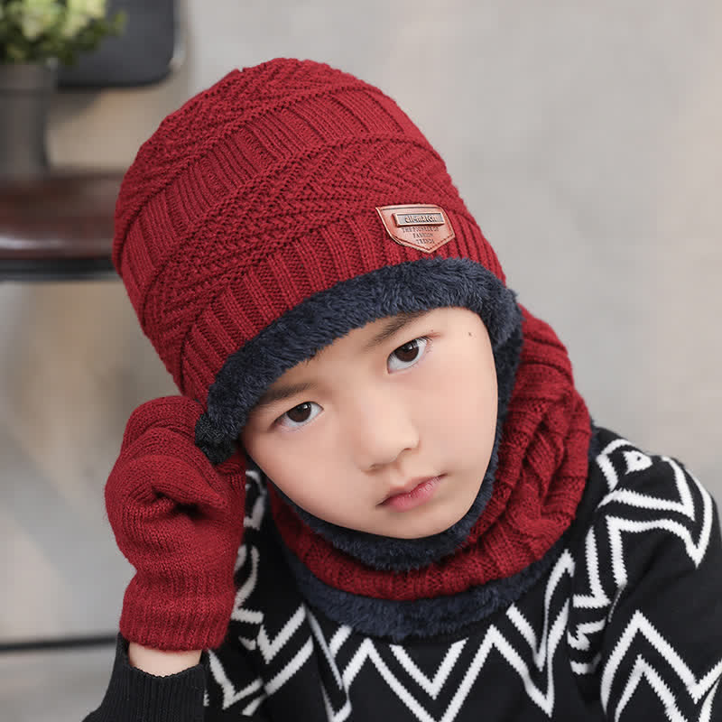 Ensemble bonnet, écharpe, gants tricotés pour adulte et enfant 3 pièces