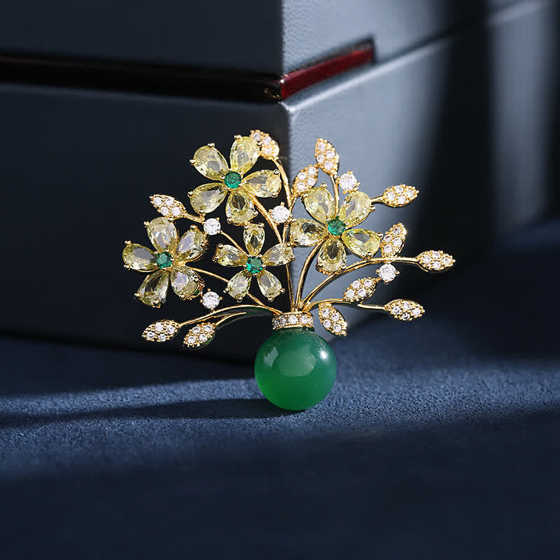 Broche vase bouquet de fleurs pour femme - Vert - image 6