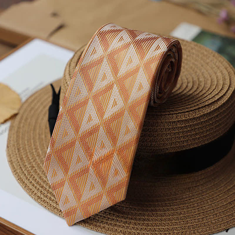 Cravate mystère exotique pour homme à triangle orange et blanc