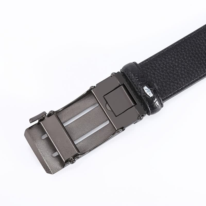 Ceinture en cuir à boucle automatique pour homme, motif crocodile