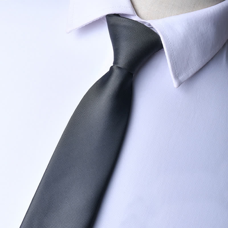 Cravate ajustable à fermeture éclair de couleur unie pour homme
