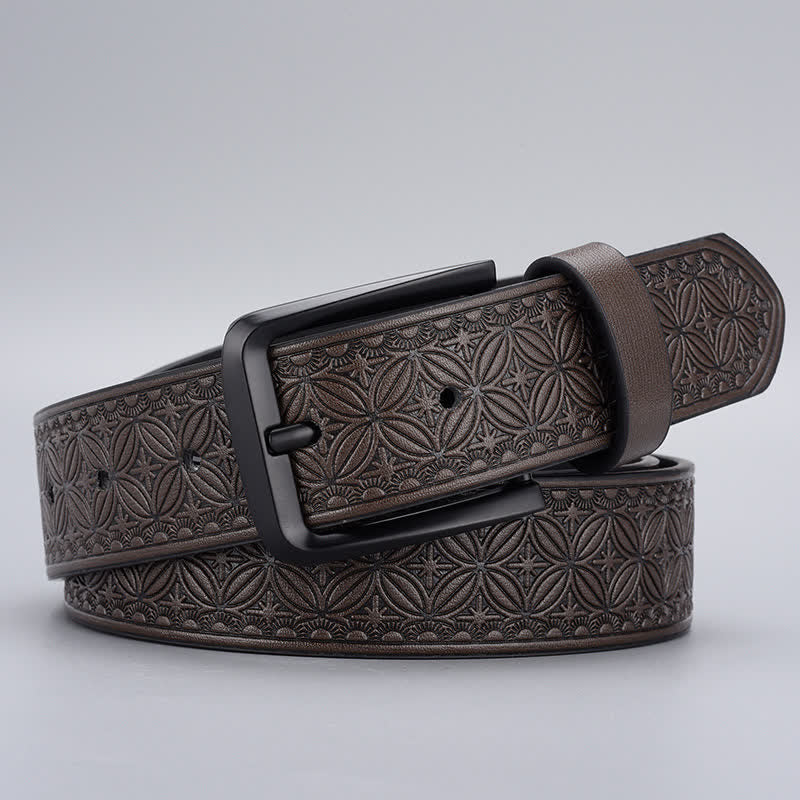 Ceinture en cuir à motif géométrique pour homme