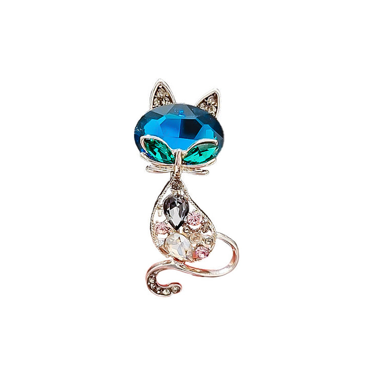 Broche renard aux yeux bleu sarcelle pour femme