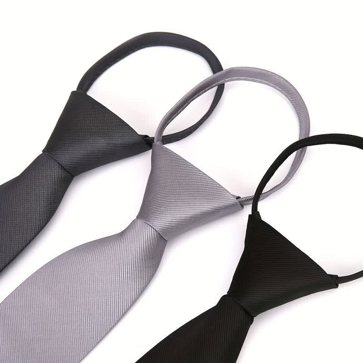 Cravate ajustable à fermeture éclair de couleur unie pour homme