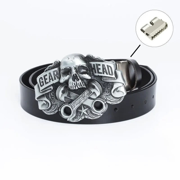 Ceinture en cuir punk fantaisie pour homme avec tête de mort
