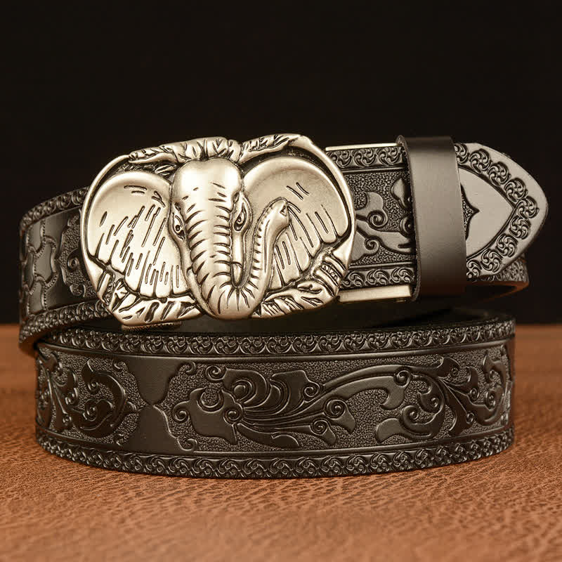 Ceinture en cuir à grandes oreilles d'éléphant pour homme