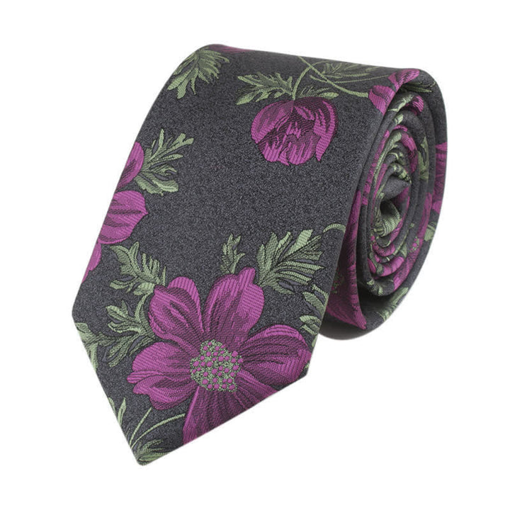 Cravate fantaisie pour homme avec fleur et tige