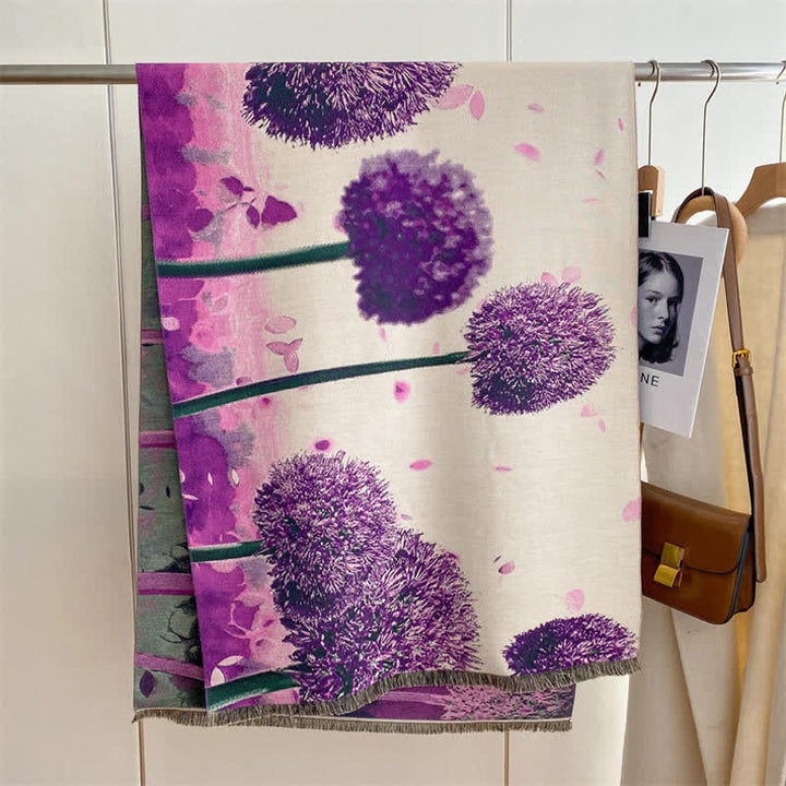 Écharpe épaisse à motif de peinture à l'huile pour femme avec magnifique scène