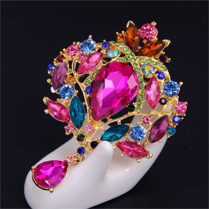 Broche en forme de goutte d'eau en forme de bouton floral brillant pour femme