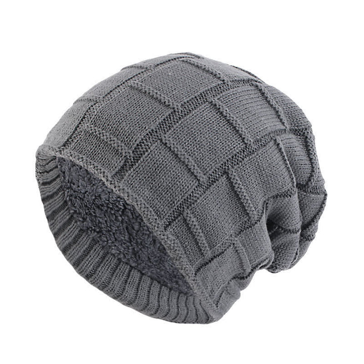 Bonnet tricoté chaud doublé de fourrure