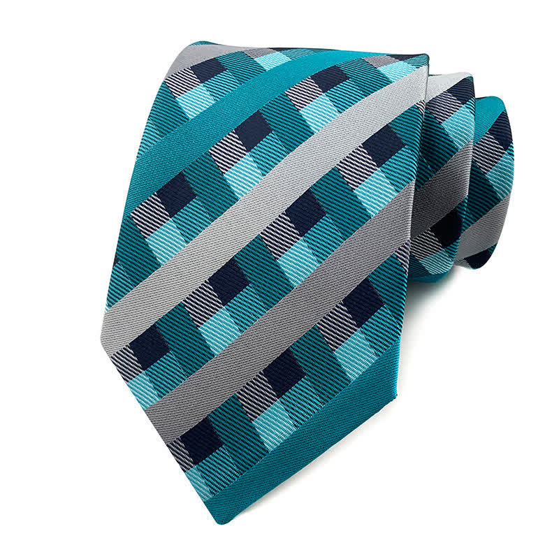 Costume de smoking slim pour homme avec cravate à carreaux - Bleu et gris - image 6