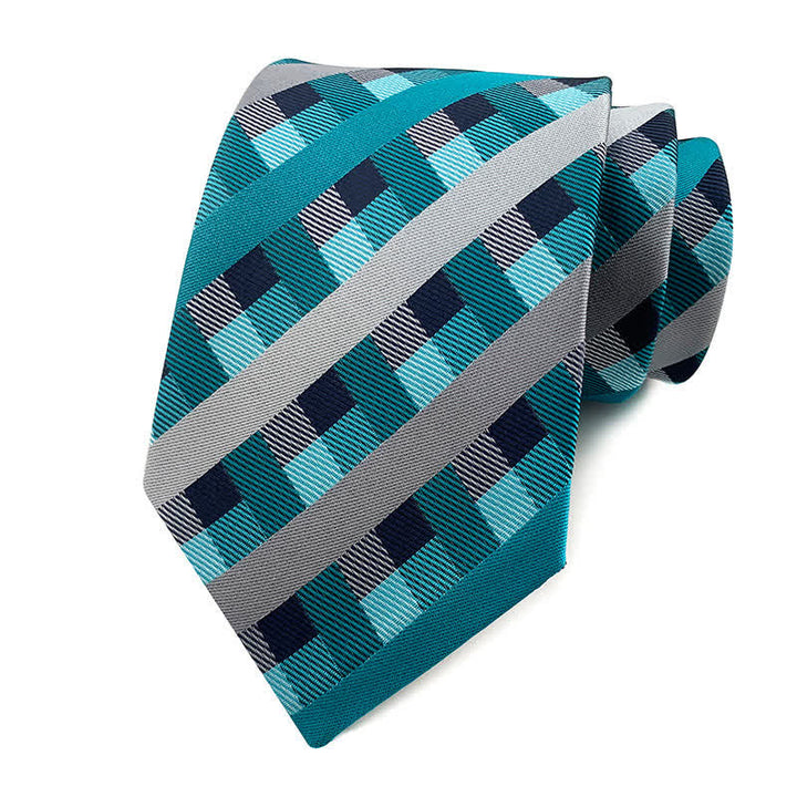 Costume de smoking slim pour homme avec cravate à carreaux - Bleu et gris - image 6