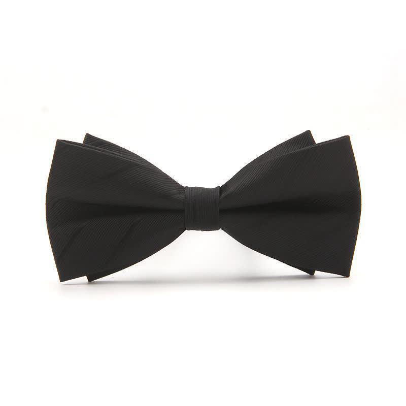 Nœud papillon uni à rayures double épaisseur pour homme