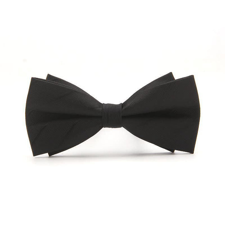 Nœud papillon uni à rayures double épaisseur pour homme