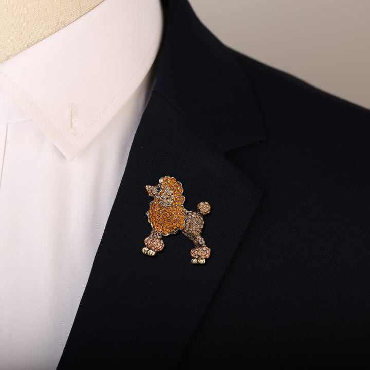 Broche chien caniche strass pour femme