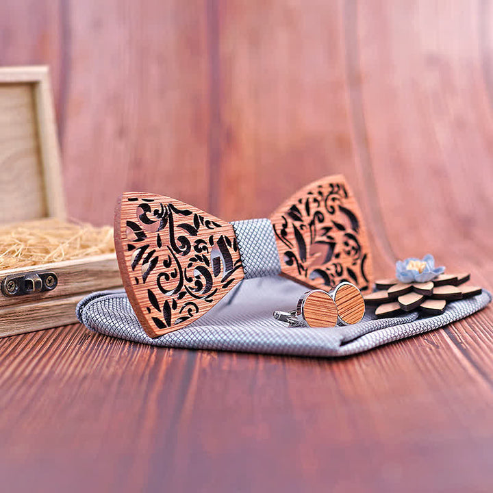Lot de 4 nœuds creux papillon en bois pour homme