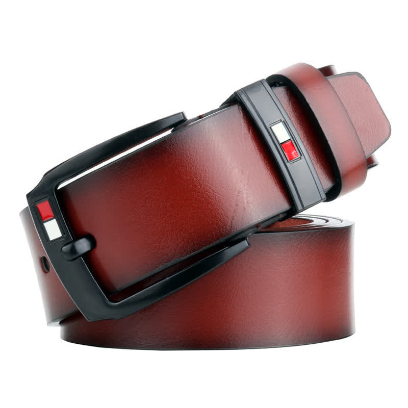 Ceinture en cuir à boucle noire rétro pour homme