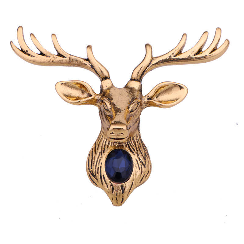 Broche majestueuse en forme de cerf bleu pour homme
