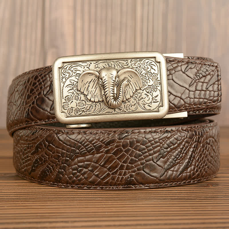Ceinture en cuir à motif alligator éléphant punk pour homme