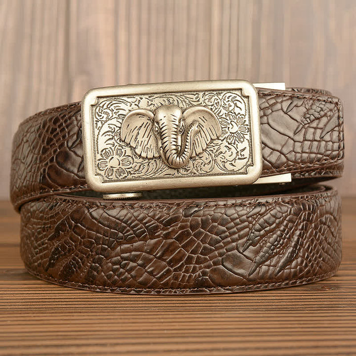 Ceinture en cuir à motif alligator éléphant punk pour homme