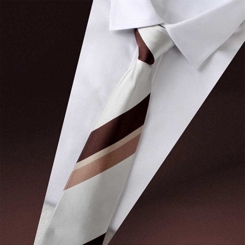 Cravate à rayures larges avec fermeture éclair et blocs de couleurs pour homme