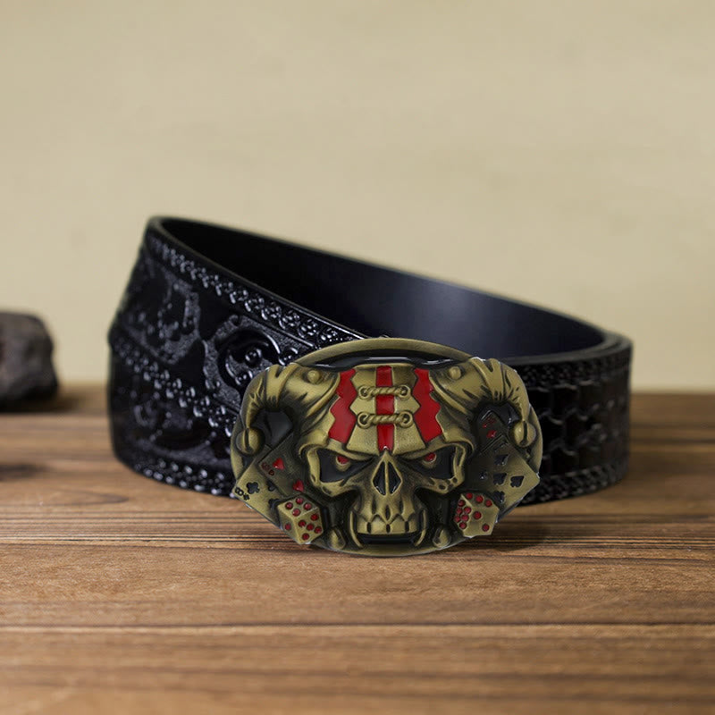 Ceinture en cuir à boucle Joker Skull Clown DIY pour homme