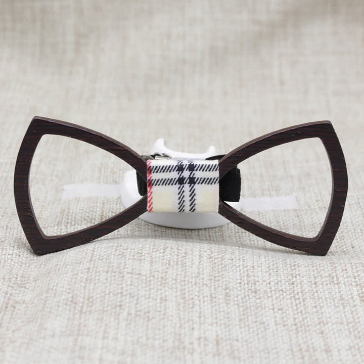 Ensemble de lunettes creuses foncées et noeud papillon en bois pour hommes