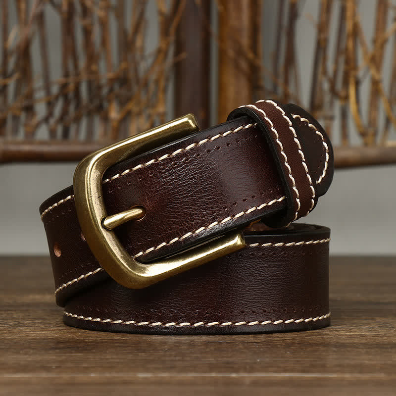 Ceinture en cuir de vachette cousue de luxe pour homme