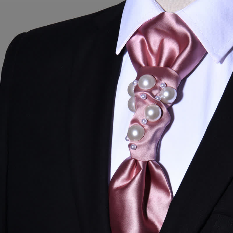 Cravate de mariage pour homme avec perles au look vintage - Rose - image 13
