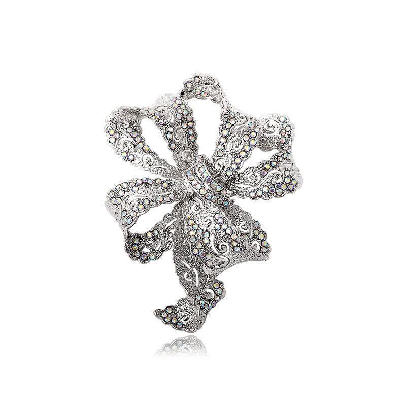Broche en zircone pour femme avec noeud style bohème vintage