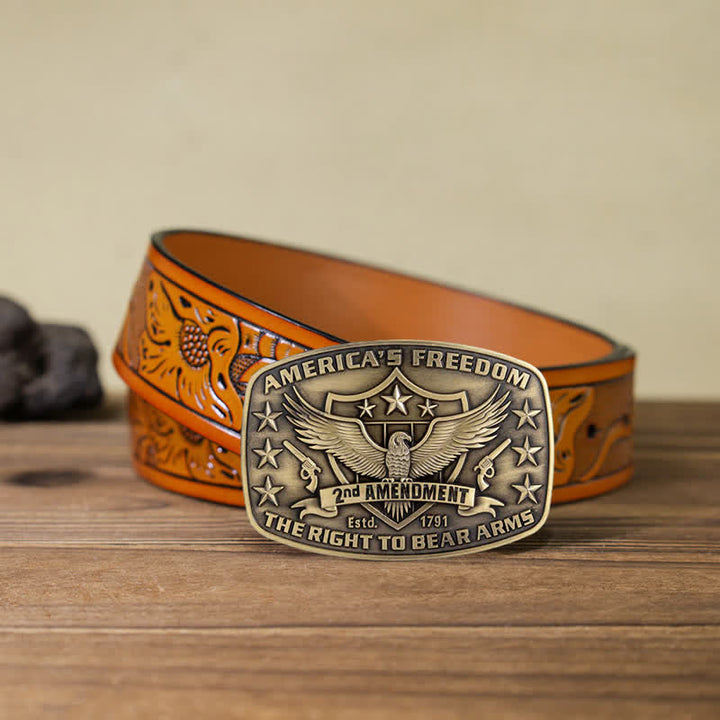 Ceinture en cuir à boucle pour homme avec motif Eagle America's Freedom