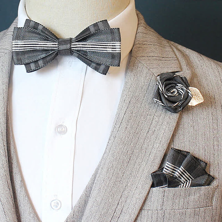 Ensemble de 3 nœuds papillon à carreaux rayés Horizon pour hommes