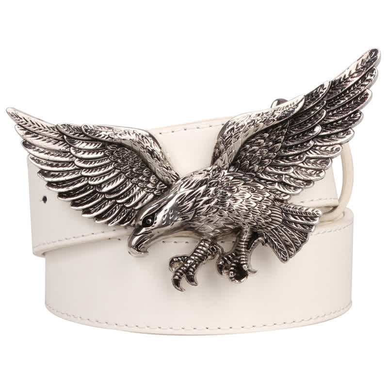 Ceinture en cuir à boucle pour homme avec motif d'aigle volant de grande taille