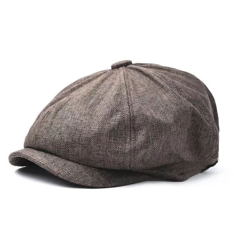Casquette béret octogonale décontractée en lin respirant - Café - Réglable (environ 21 5/8"-23 5/8") - image 0