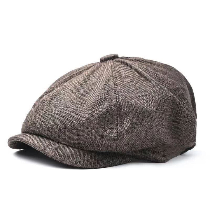 Casquette béret octogonale décontractée en lin respirant - Café - Réglable (environ 21 5/8"-23 5/8") - image 0
